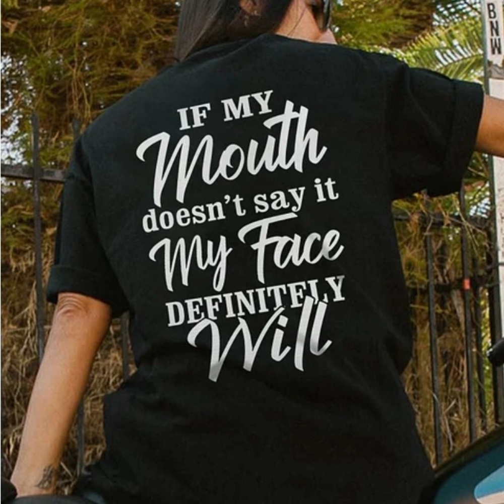 Black Graphic T-Shirt with Bold White Text